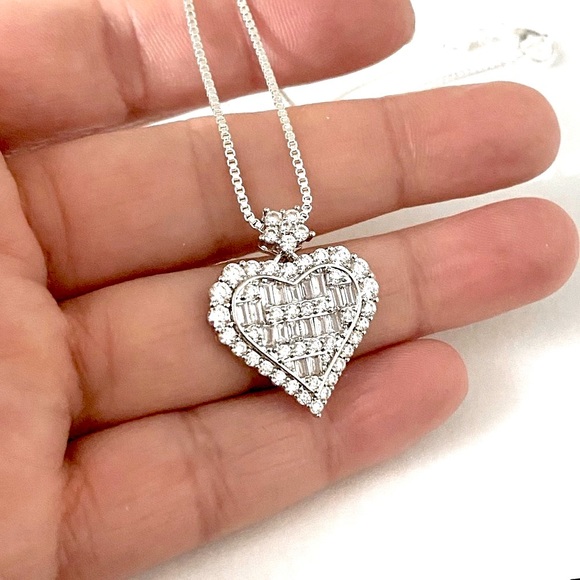 Heart Of The Deal 925 Silver Pendant W White Sapphire - Picture 4 of 15